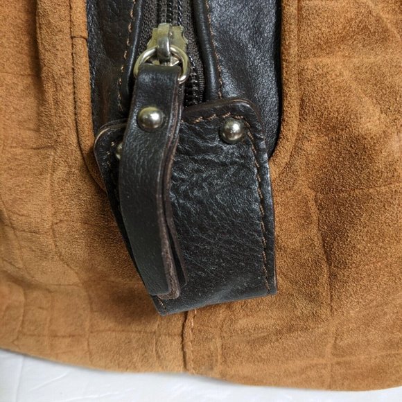 Innue Brown Suede Leather Carryall Hobo Oversized Bag Large Purse Lizard Print - Picture 7 of 11